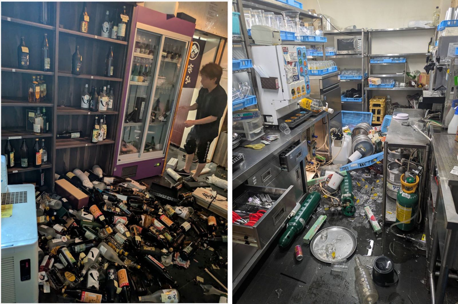 地震により損傷した店内の様子